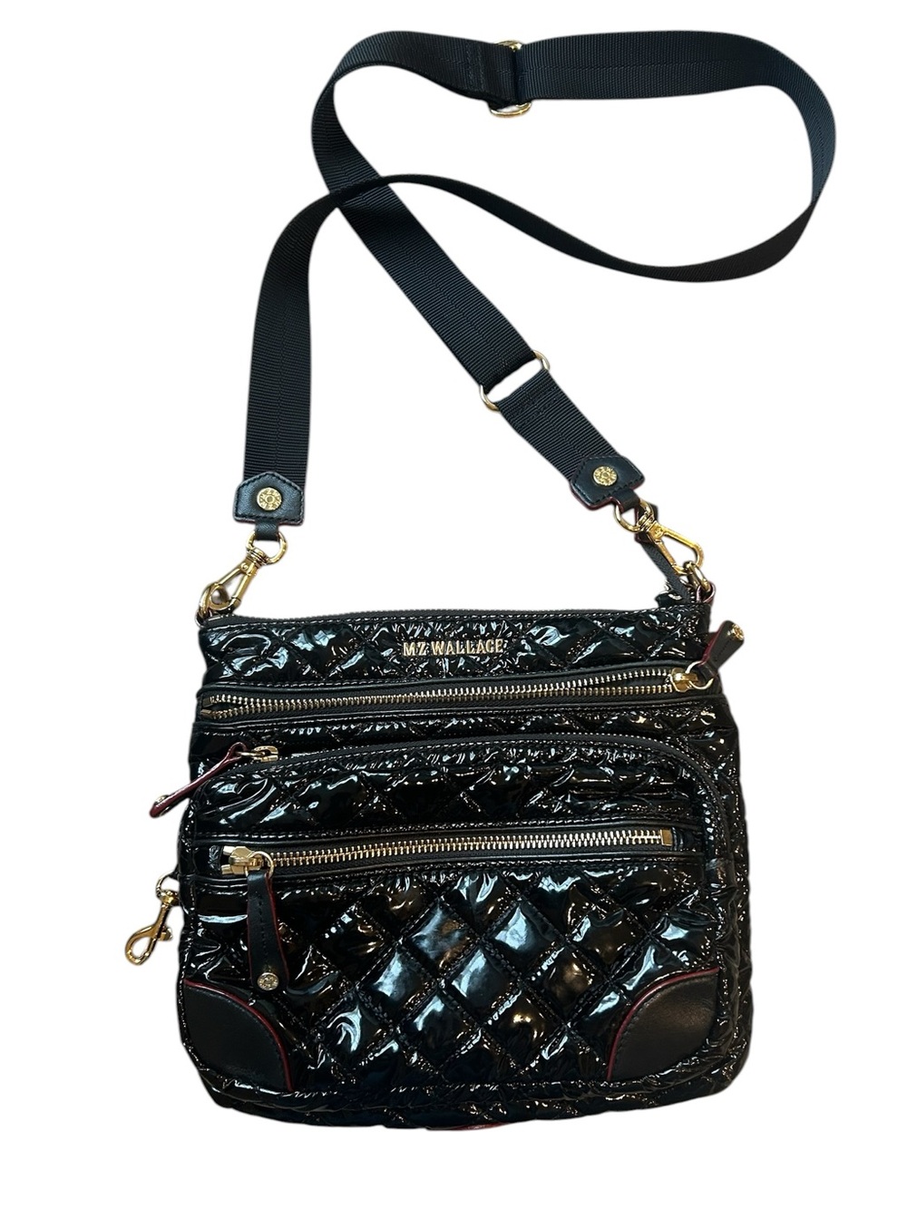 MZ Wallace Downtown Crosby quilted black patent leather Crossbody bag